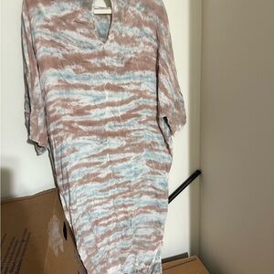 Mona B Tie-Dye Midi Dress in Blue and Brown